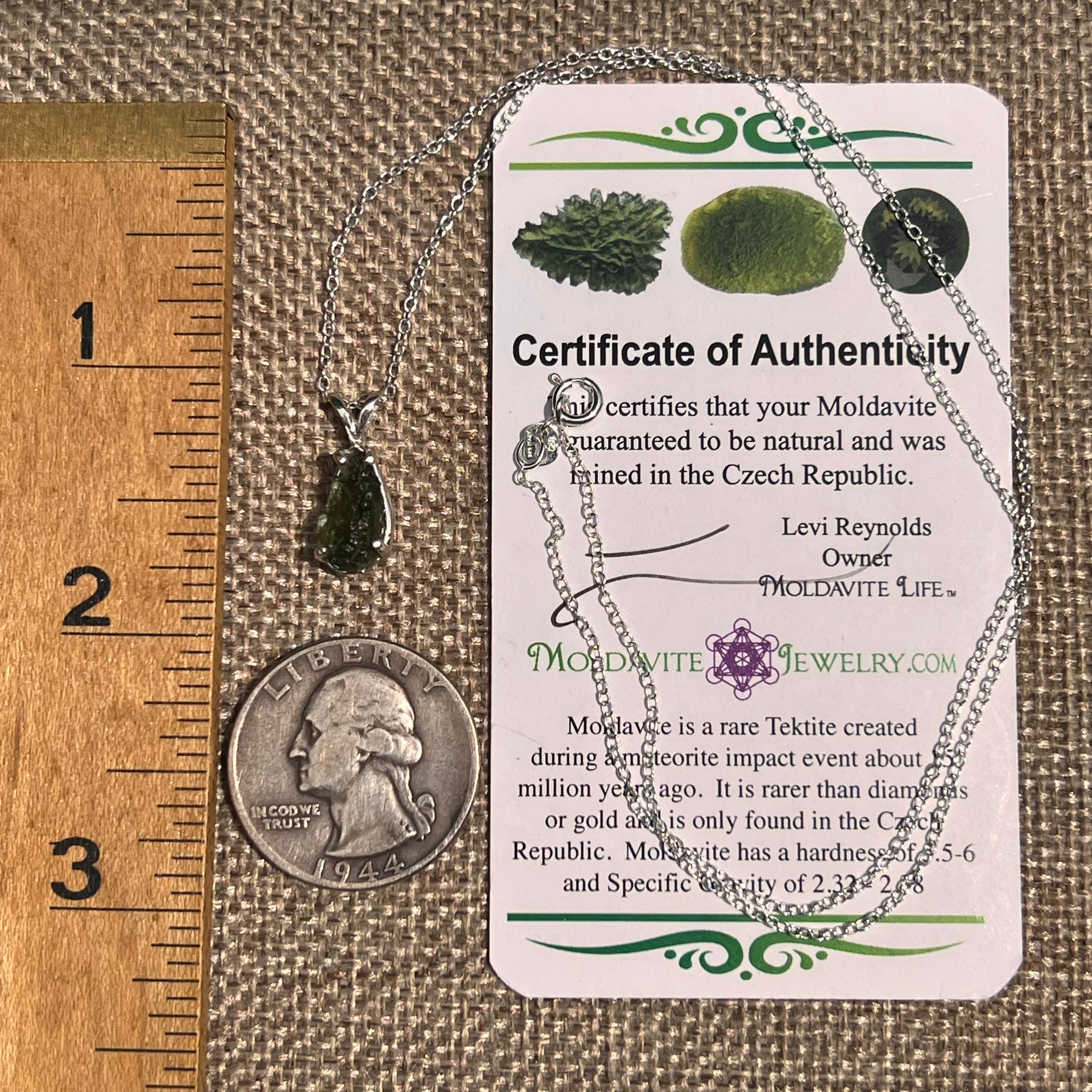 Raw Moldavite Necklace Sterling Silver #8596-Moldavite Life