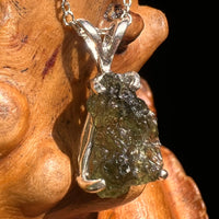 Raw Moldavite Necklace Sterling Silver #8597-Moldavite Life