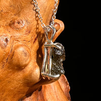 Raw Moldavite Necklace Sterling Silver #8597-Moldavite Life