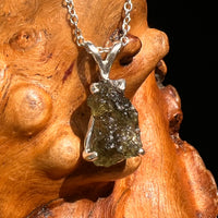 Raw Moldavite Necklace Sterling Silver #8597-Moldavite Life