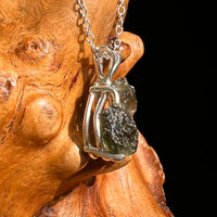 Raw Moldavite Necklace Sterling Silver #8598-Moldavite Life