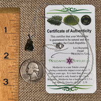 Raw Moldavite Necklace Sterling Silver #8598-Moldavite Life