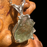 Raw Moldavite Necklace Sterling Silver #8599-Moldavite Life
