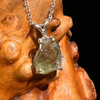 Raw Moldavite Necklace Sterling Silver #8599-Moldavite Life