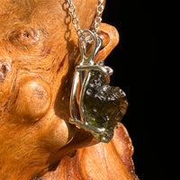 Raw Moldavite Necklace Sterling Silver #8600-Moldavite Life