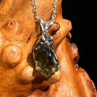 Raw Moldavite Necklace Sterling Silver #8600-Moldavite Life