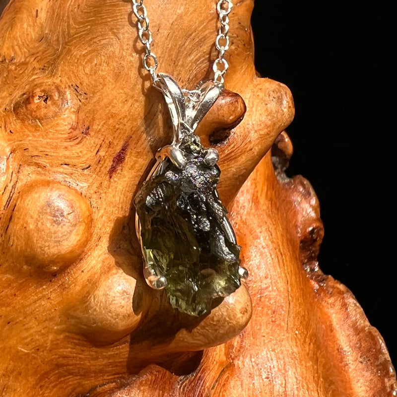 Raw Moldavite Necklace Sterling Silver #8600-Moldavite Life