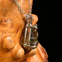 Raw Moldavite Necklace Sterling Silver #8601-Moldavite Life