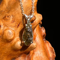 Raw Moldavite Necklace Sterling Silver #8601-Moldavite Life