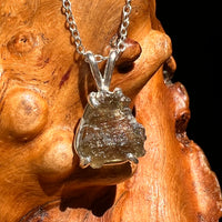 Raw Moldavite Necklace Sterling Silver #8603-Moldavite Life