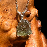 Raw Moldavite Necklace Sterling Silver #8604-Moldavite Life