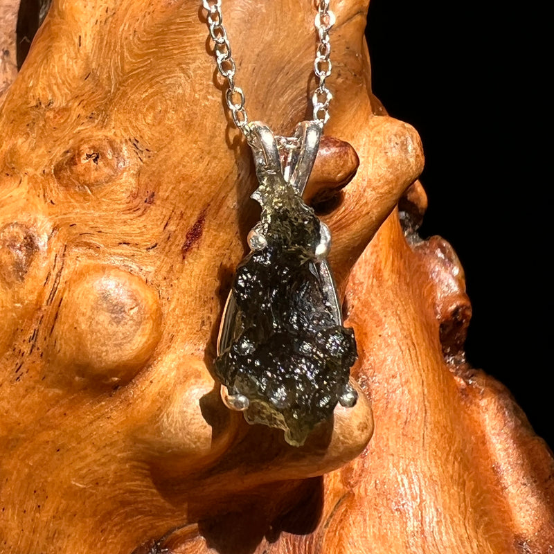Raw Moldavite Necklace Sterling Silver #8605-Moldavite Life