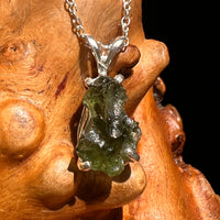 Raw Moldavite Necklace Sterling Silver #8607-Moldavite Life