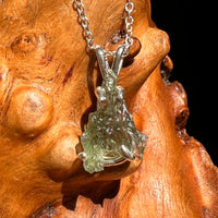 Raw Moldavite Necklace Sterling Silver #8608-Moldavite Life