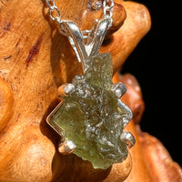 Raw Moldavite Necklace Sterling Silver #8609-Moldavite Life
