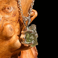 Raw Moldavite Necklace Sterling Silver #8609-Moldavite Life