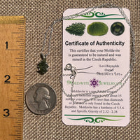 Raw Moldavite Necklace Sterling Silver #8609-Moldavite Life