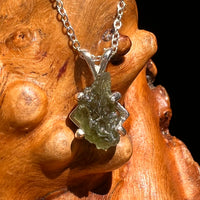 Raw Moldavite Necklace Sterling Silver #8609-Moldavite Life