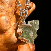 Raw Moldavite Necklace Sterling Silver #8611-Moldavite Life