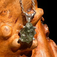 Raw Moldavite Necklace Sterling Silver #8611-Moldavite Life