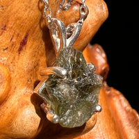 Raw Moldavite Necklace Sterling Silver #8612-Moldavite Life