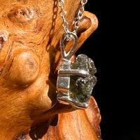 Raw Moldavite Necklace Sterling Silver #8612-Moldavite Life