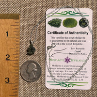 Raw Moldavite Necklace Sterling Silver #8612-Moldavite Life