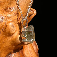 Raw Moldavite Necklace Sterling Silver #8613-Moldavite Life