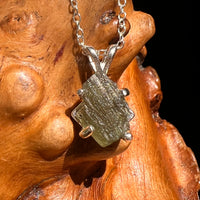Raw Moldavite Necklace Sterling Silver #8613-Moldavite Life