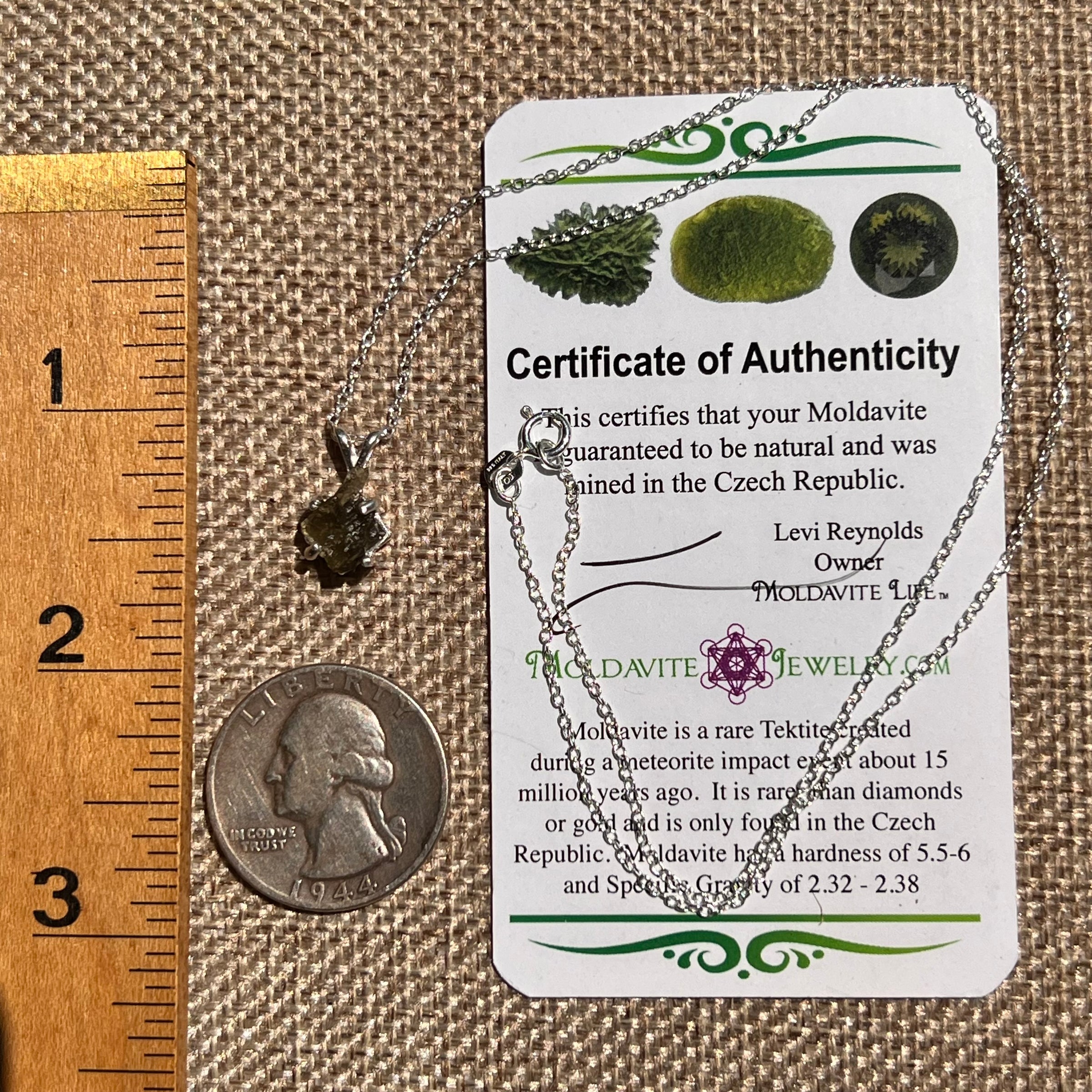 Raw Moldavite Necklace Sterling Silver #8614-Moldavite Life