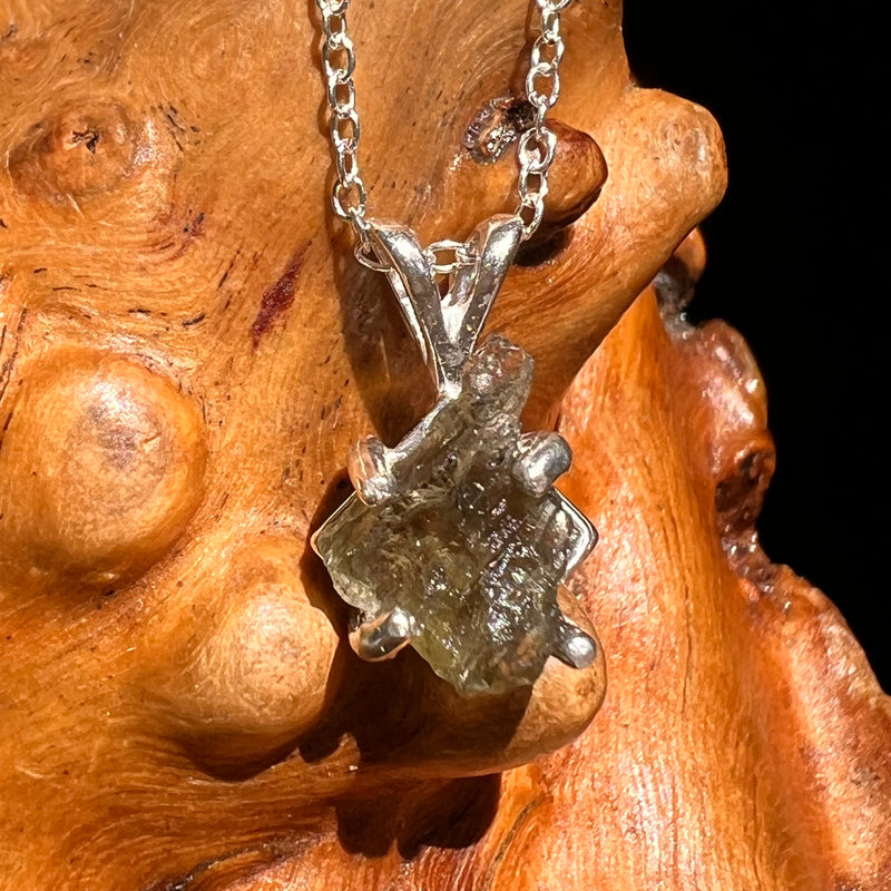 Raw Moldavite Necklace Sterling Silver #8614-Moldavite Life