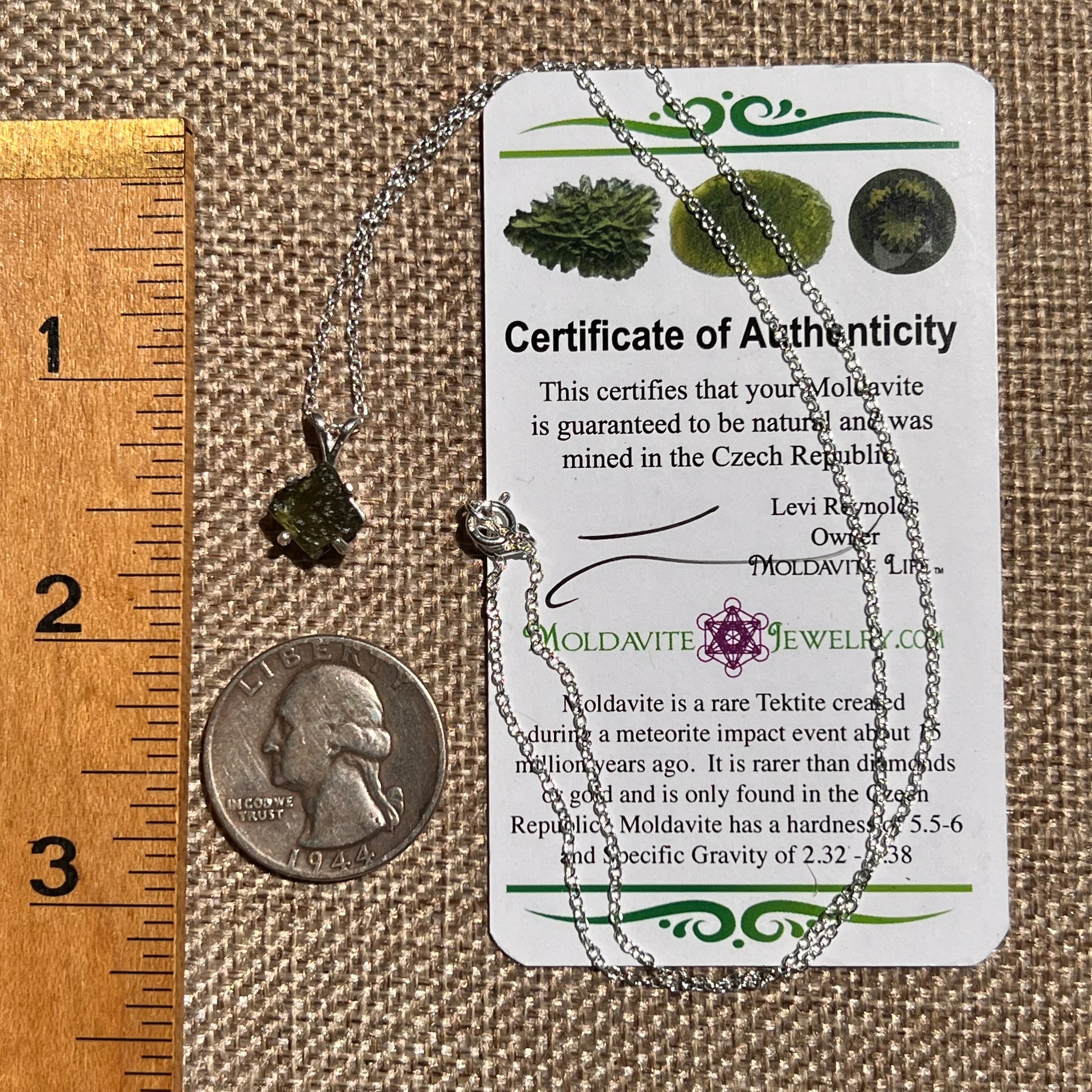 Raw Moldavite Necklace Sterling Silver #8615-Moldavite Life
