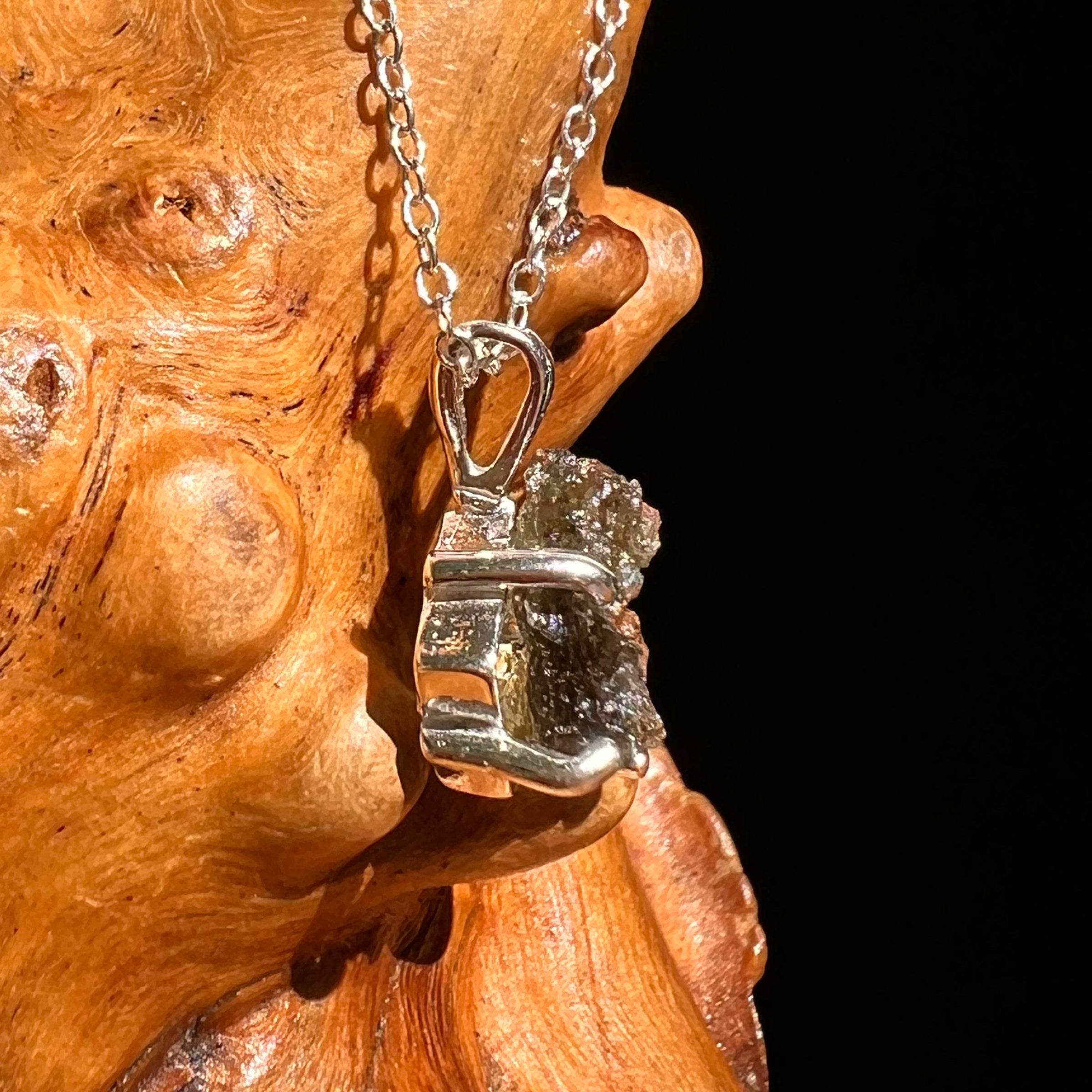 Raw Moldavite Necklace Sterling Silver #8617-Moldavite Life