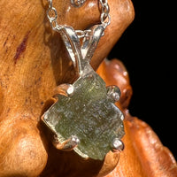 Raw Moldavite Necklace Sterling Silver #8618-Moldavite Life