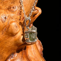 Raw Moldavite Necklace Sterling Silver #8618-Moldavite Life