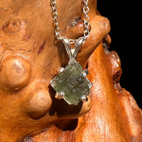 Raw Moldavite Necklace Sterling Silver #8618-Moldavite Life