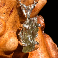 Raw Moldavite Necklace Sterling Silver #8619-Moldavite Life