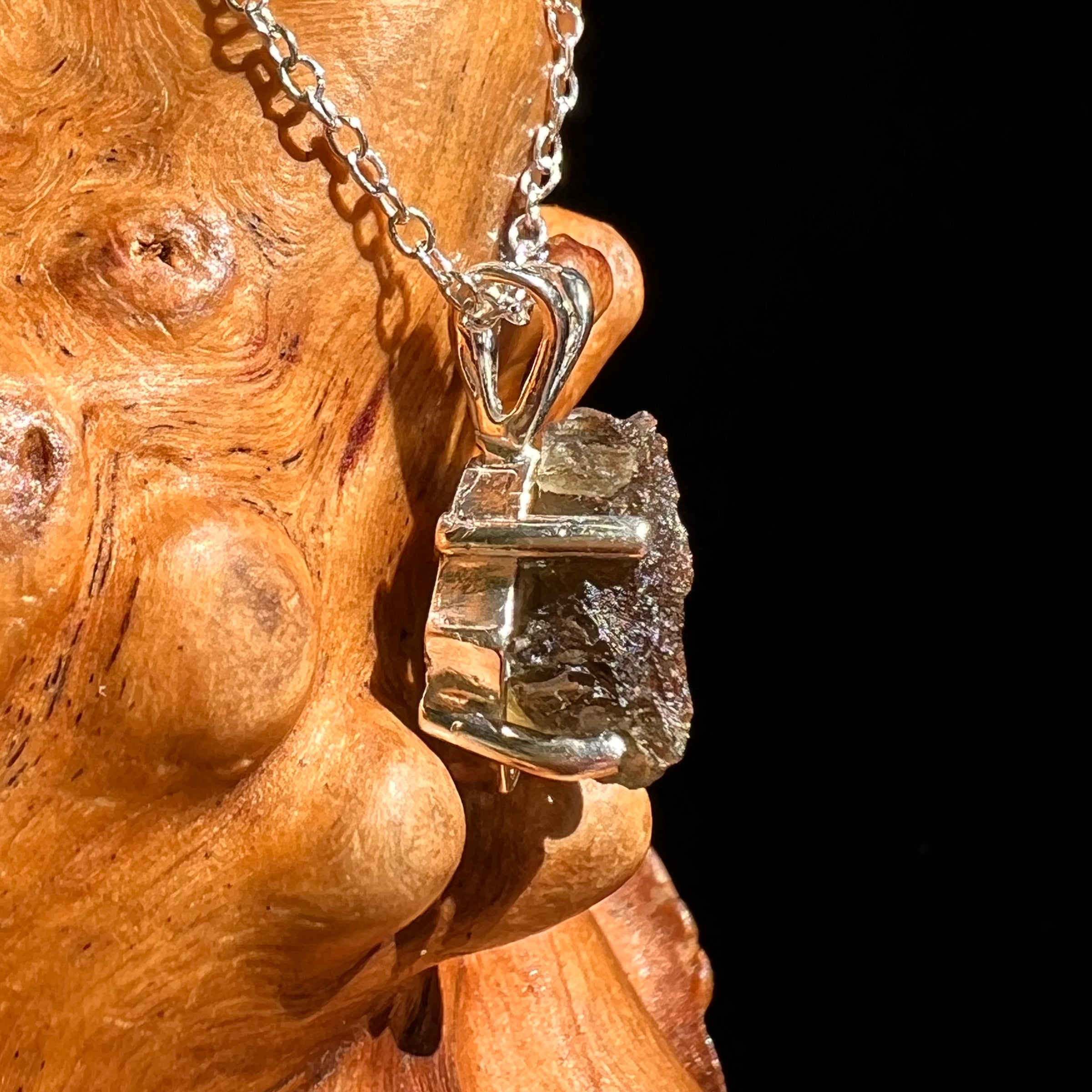 Raw Moldavite Necklace Sterling Silver #8620-Moldavite Life