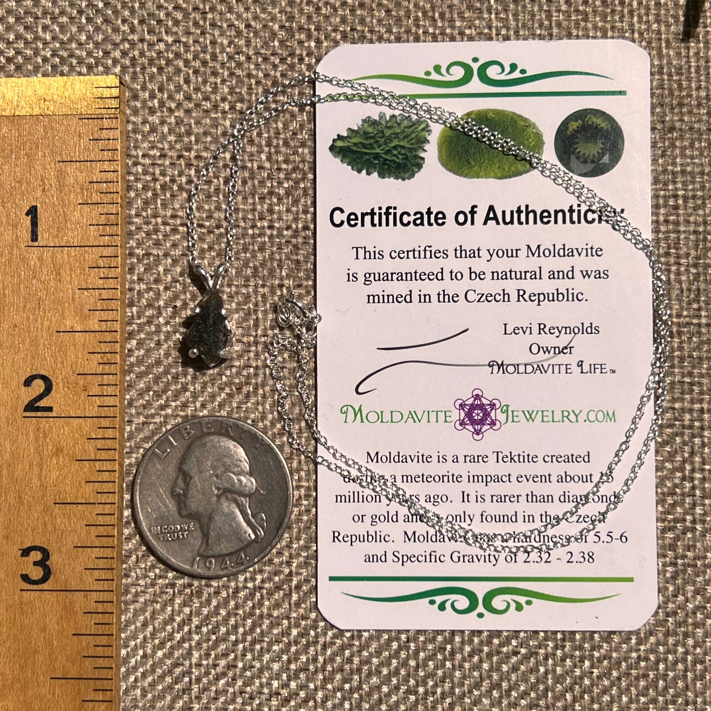 Raw Moldavite Necklace Sterling Silver #8620-Moldavite Life