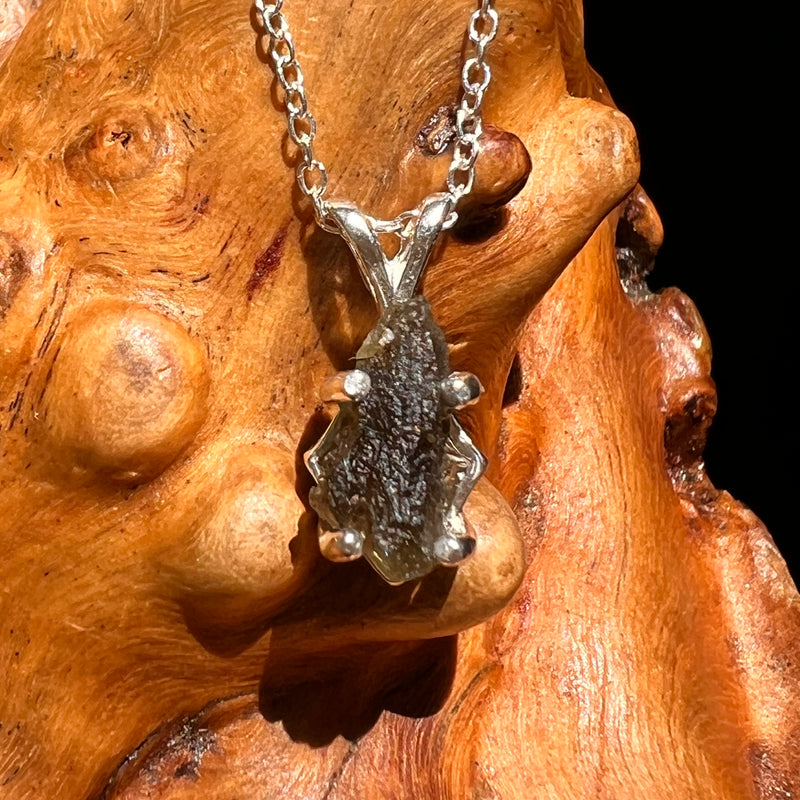 Raw Moldavite Necklace Sterling Silver #8620-Moldavite Life