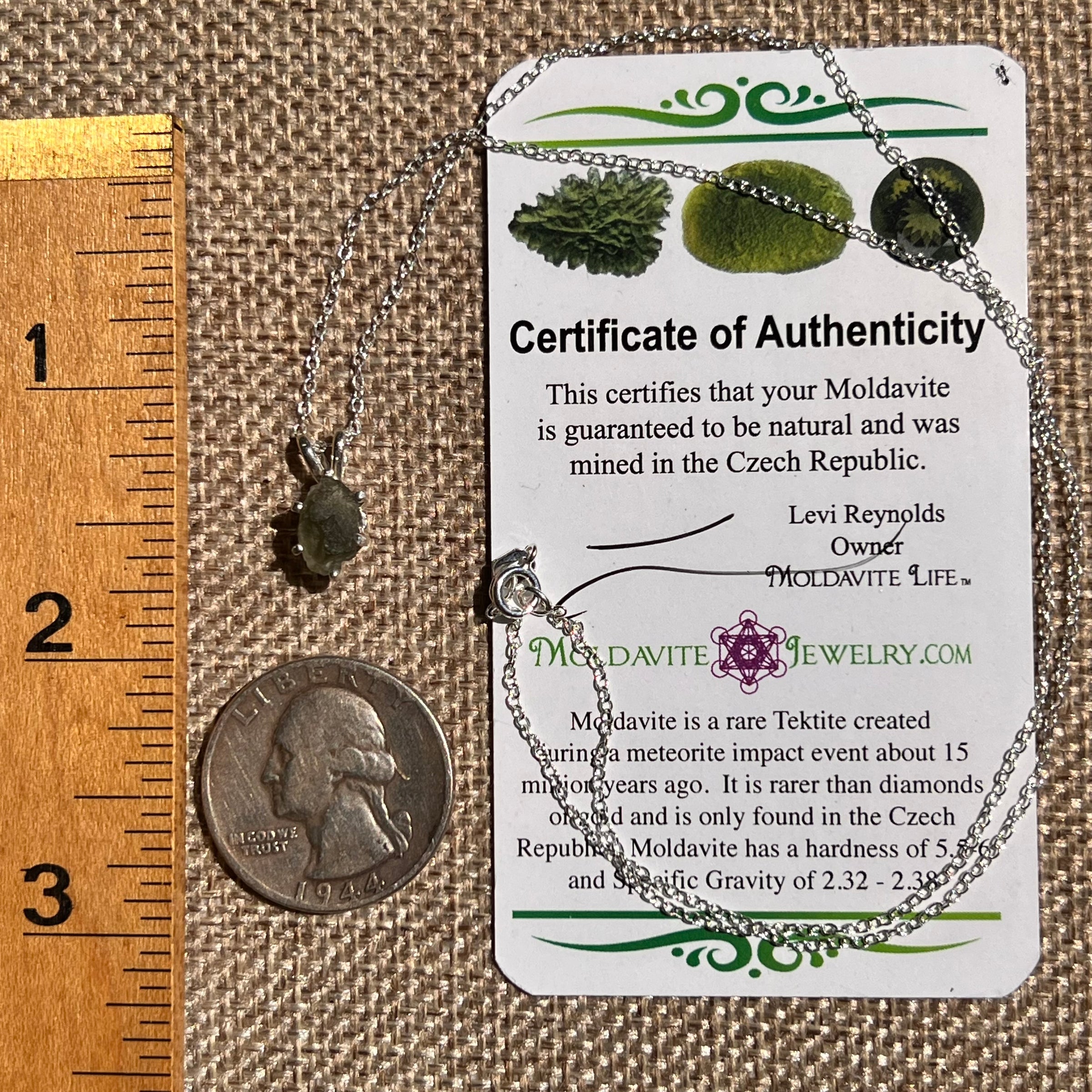 Raw Moldavite Necklace Sterling Silver #8621-Moldavite Life