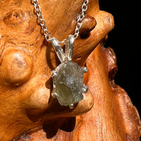 Raw Moldavite Necklace Sterling Silver #8621-Moldavite Life