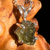 Raw Moldavite Necklace Sterling Silver #8741-Moldavite Life