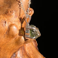 Raw Moldavite Necklace Sterling Silver #8741-Moldavite Life