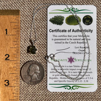 Raw Moldavite Necklace Sterling Silver #8741-Moldavite Life