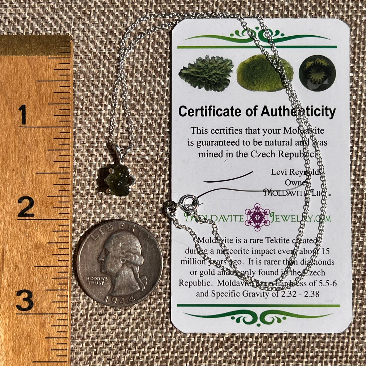 Raw Moldavite Necklace Sterling Silver #8741-Moldavite Life