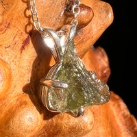 Raw Moldavite Necklace Sterling Silver #8742-Moldavite Life