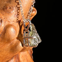 Raw Moldavite Necklace Sterling Silver #8742-Moldavite Life