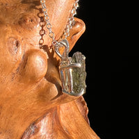 Raw Moldavite Necklace Sterling Silver #8743-Moldavite Life
