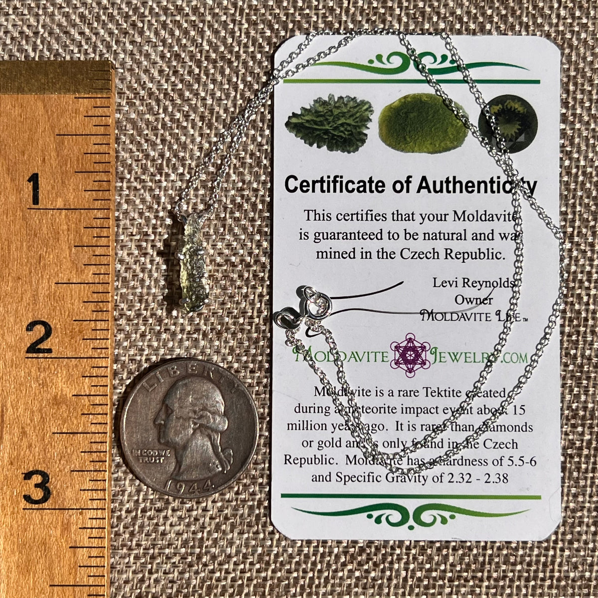 Raw Moldavite Necklace Sterling Silver #8744-Moldavite Life